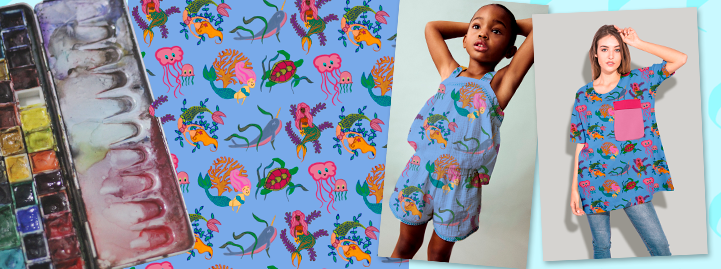 DESIGN DE ESTAMPA: Feito à mão c/ AQUARELA+ ajuda Photoshop