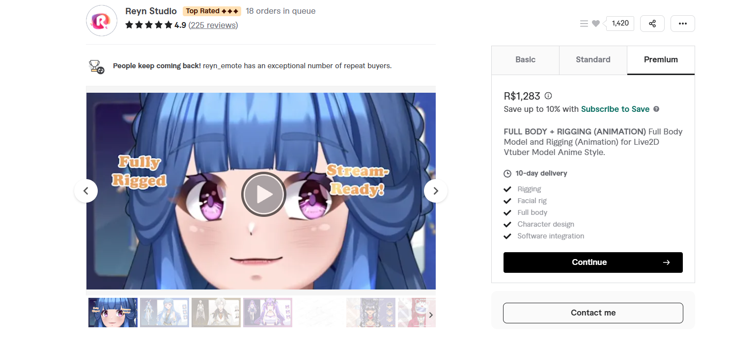 modelo vtuber do estudio Reyn Studio.